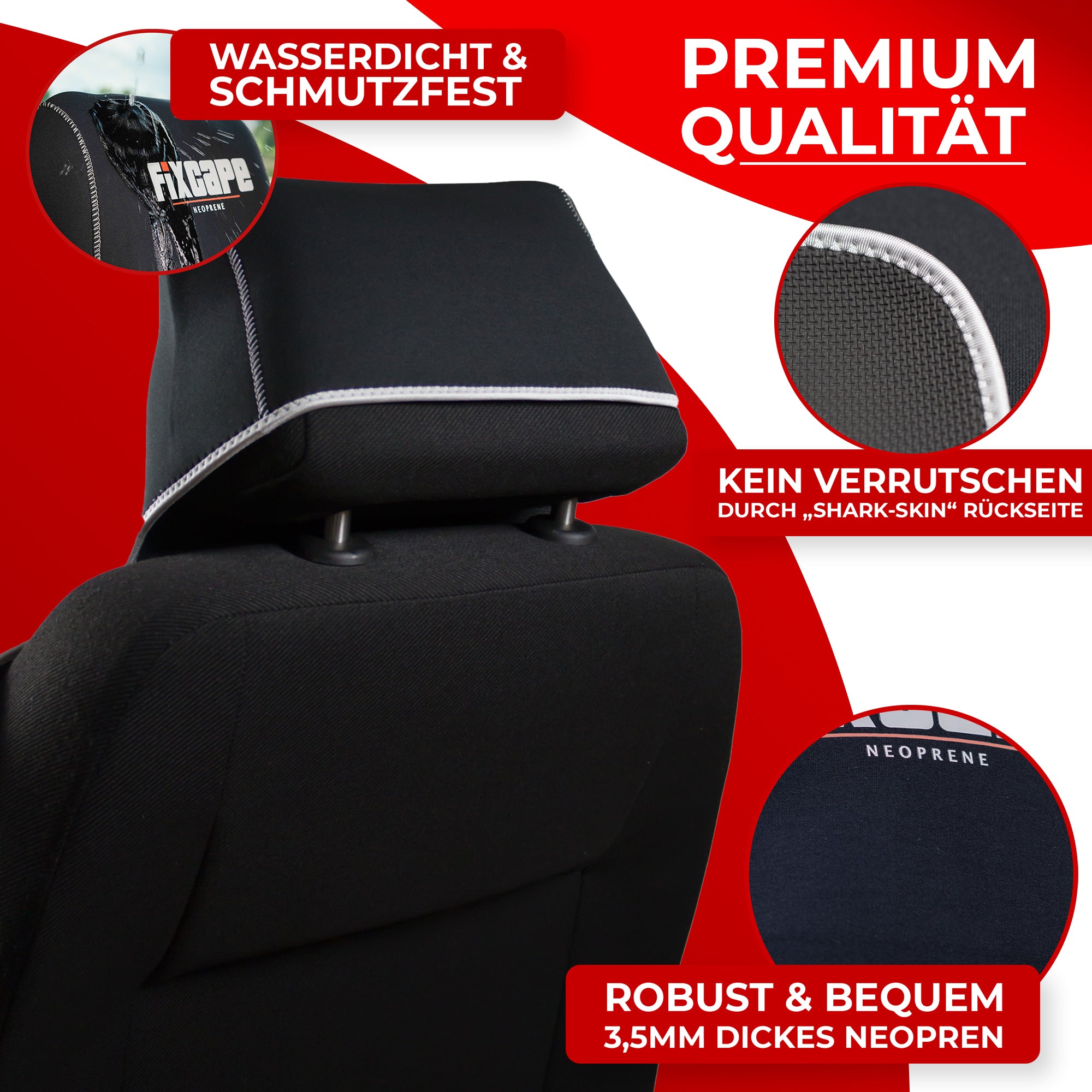 fixcape Autositzbezüge aus Neopren Auto Sitzschoner universal (grau)